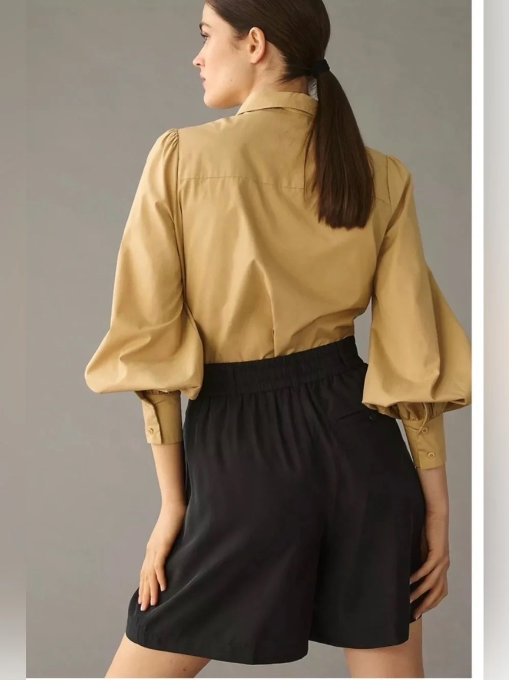 Anthropologie High-Waist Black Tailored Shorts